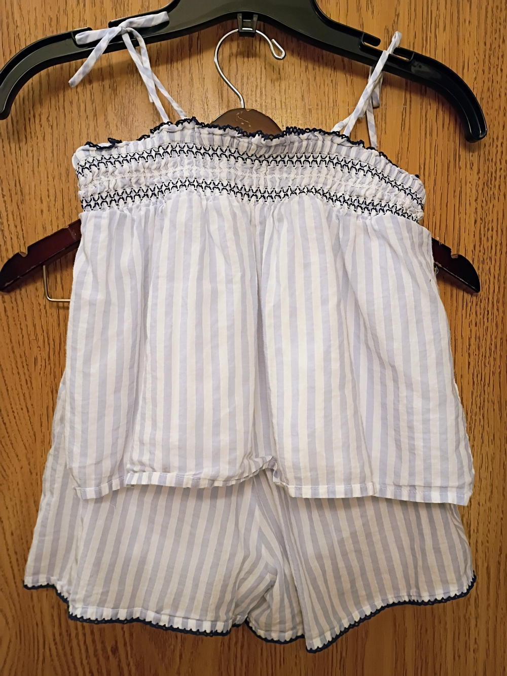 Crewcuts Blue & White Striped Smocked Pajama Set